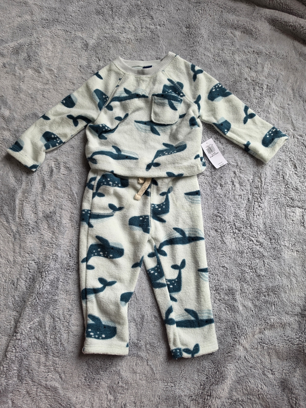 Old Navy Cream and Teal Fleece Baby Set